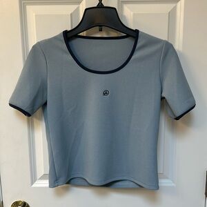 Blue Contrast Short Sleeve T Shirt Scoop Neck Size S Dazy Shein
